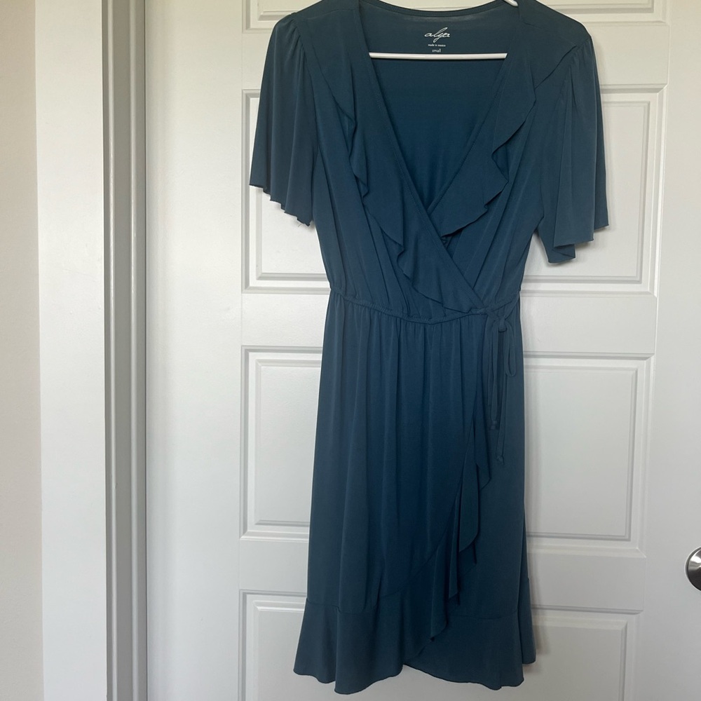 Ava & Viv Blue Midi Sundress with Flutter Sleeves